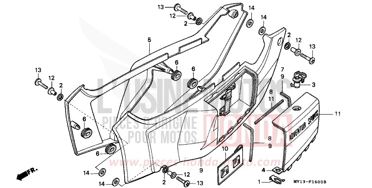 SEITENABDECKUNG von Africa Twin 750 SHASTA WHITE (NH138H) von 1992